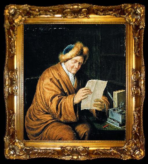 framed  MIERIS, Willem van An Old Man Reading, ta009-2